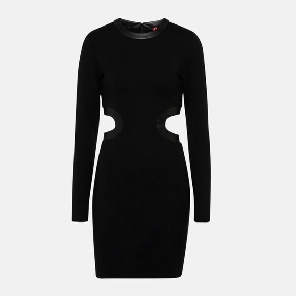 NWT Staud Dolce Mini Dress Black Jersey Bodycon Long Sleeve Waist Cut-out Medium - Picture 2 of 10